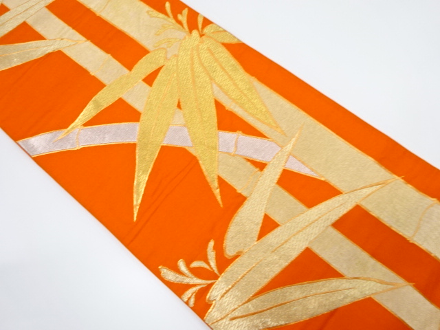 JAPANESE KIMONO / ANTIQUE FUKURO OBI / SILK / WOVEN BAMBOO GRASS